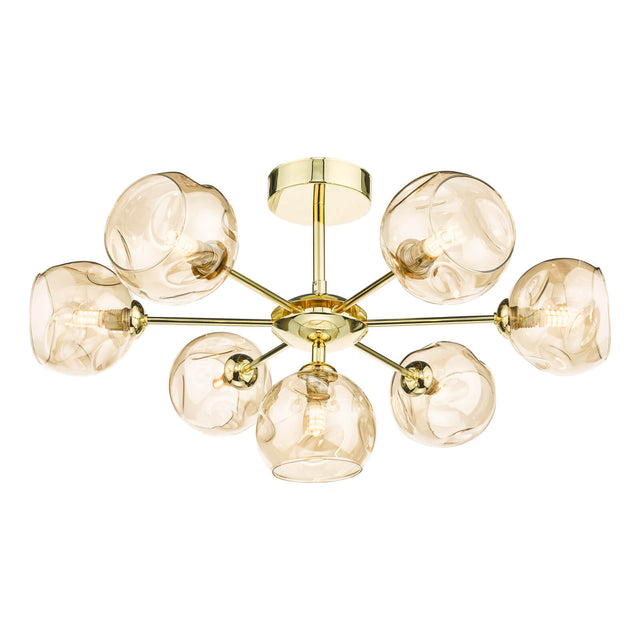 Cohen 7 Light Semi Flush Polished Gold Champagne Glass