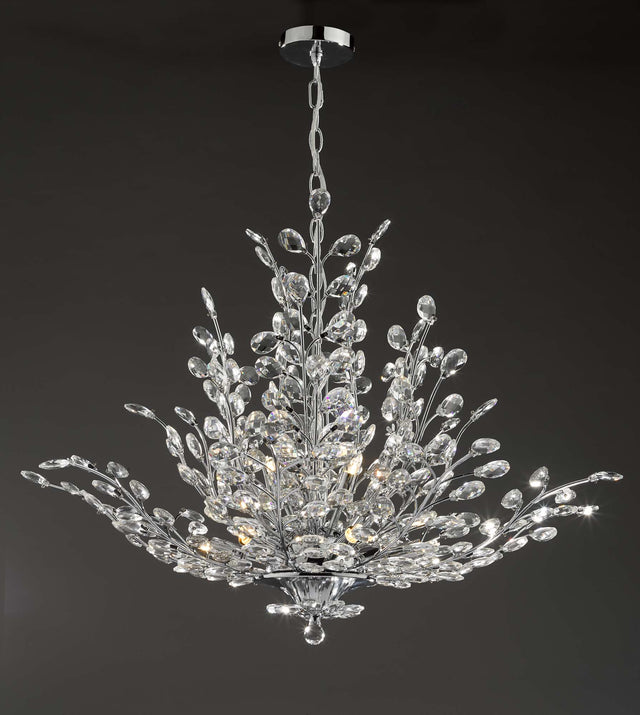 Cordelia 9 Light Pendant Polished Chrome & Crystal