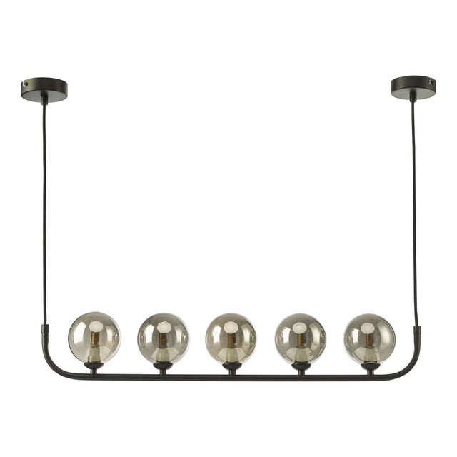 Cradle 5 Light Bar Pendant Matt Black With Smoked Glass