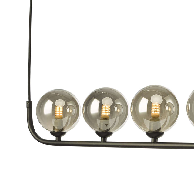 Cradle 5 Light Bar Pendant Matt Black With Smoked Glass