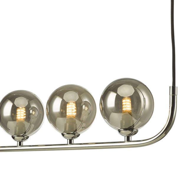 Cradle 5 Light Bar Pendant Polished Chrome Smoked Glass