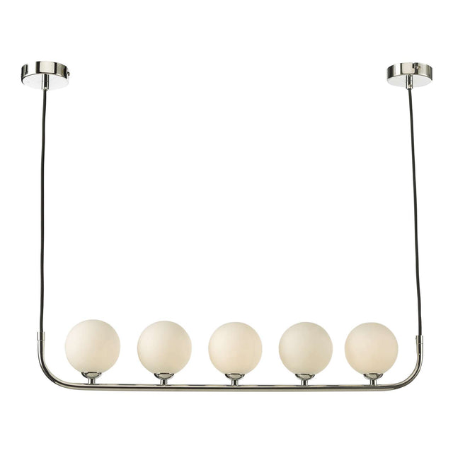 Cradle 5 Light Bar Pendant Polished Chrome Opal Glass