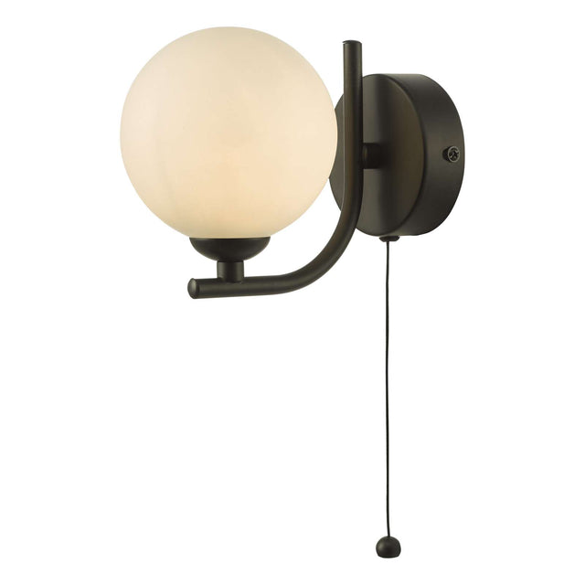 Cradle 1 Light Wall Light Matt Black Opal Glass