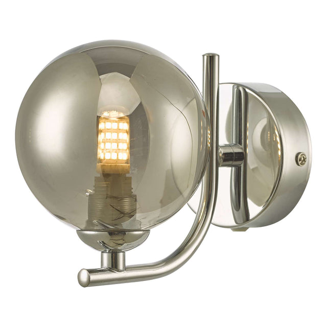 Cradle 1 Light Wall Light Polished Chrome Smoked Glass