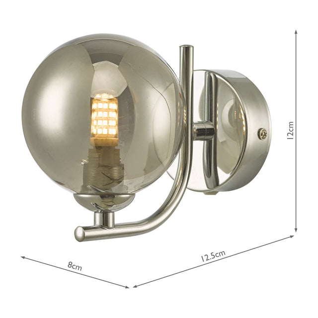 Cradle 1 Light Wall Light Polished Chrome Smoked Glass