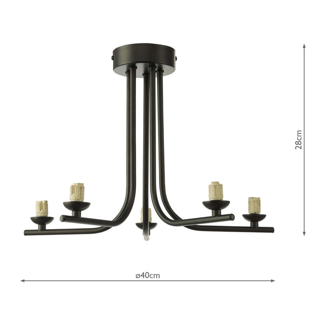 Cradle 5 Light Semi Flush Matt Black Frame Only