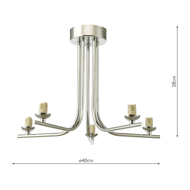 Cradle 5 Light Semi Flush Polished Chrome Frame Only