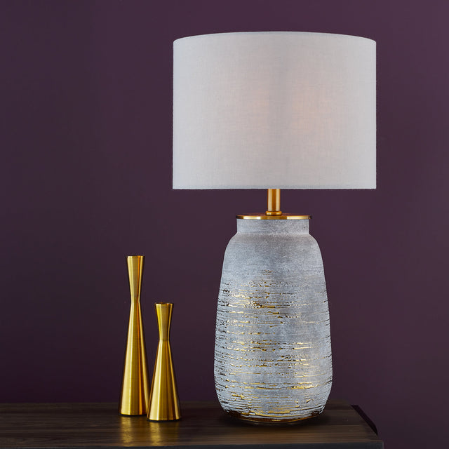 Creon Ceramic Table Lamp Grey and Antique Brass Base Only