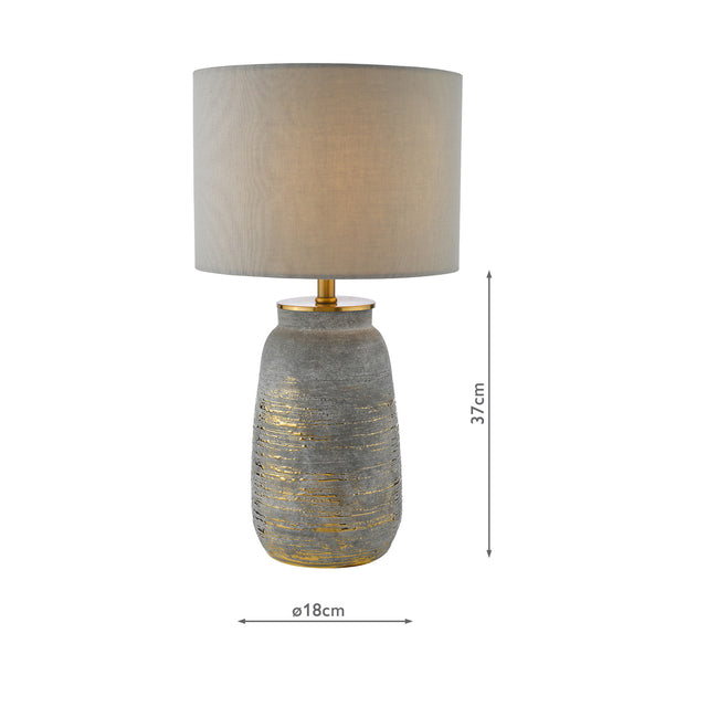 Creon Ceramic Table Lamp Grey and Antique Brass Base Only