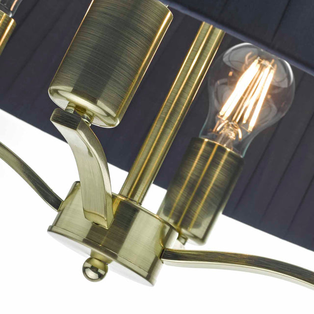 Cristin 4 Light Pendant Satin Brass With Navy Shade