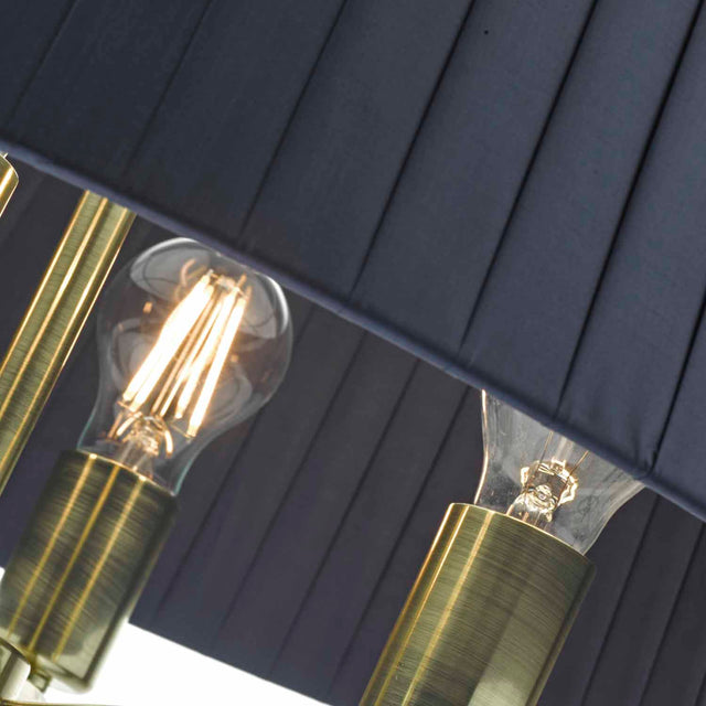 Cristin 4 Light Pendant Satin Brass With Navy Shade