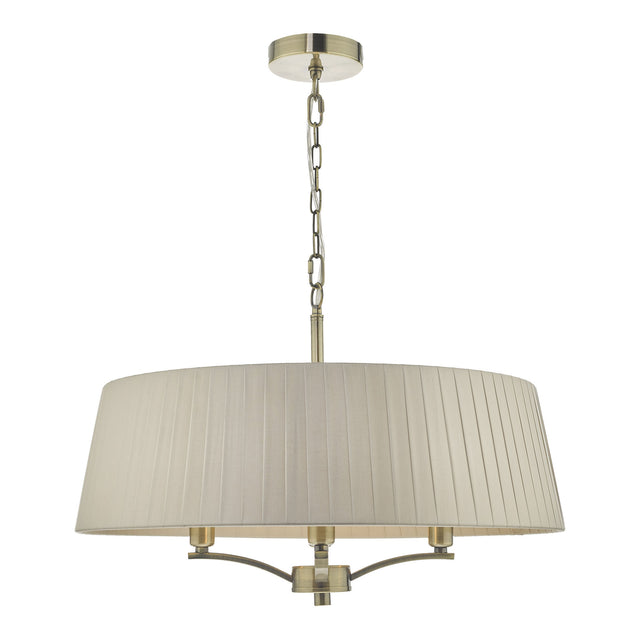 Cristin 4 Light Pendant Antique Brass With Taupe Shade