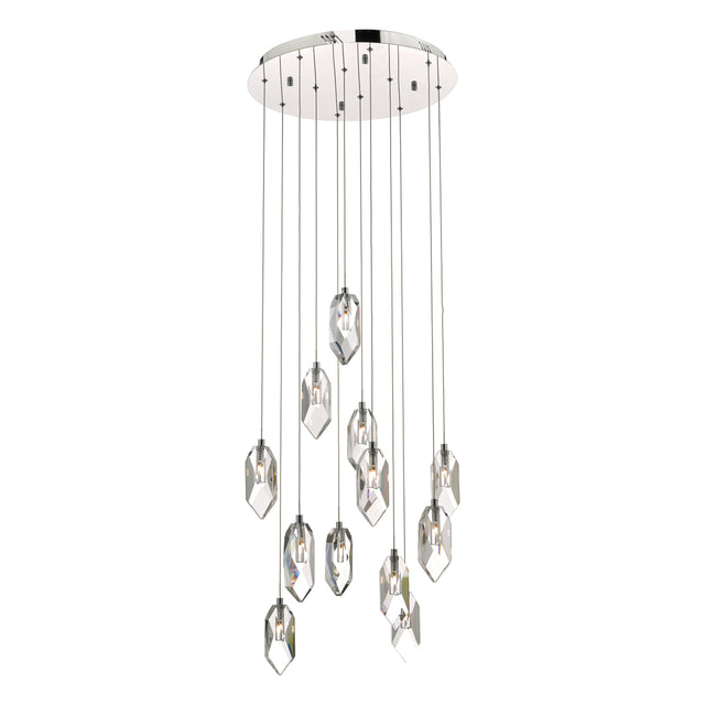 Crystal 12 Light Cluster Pendant Polished Chrome & Crystal