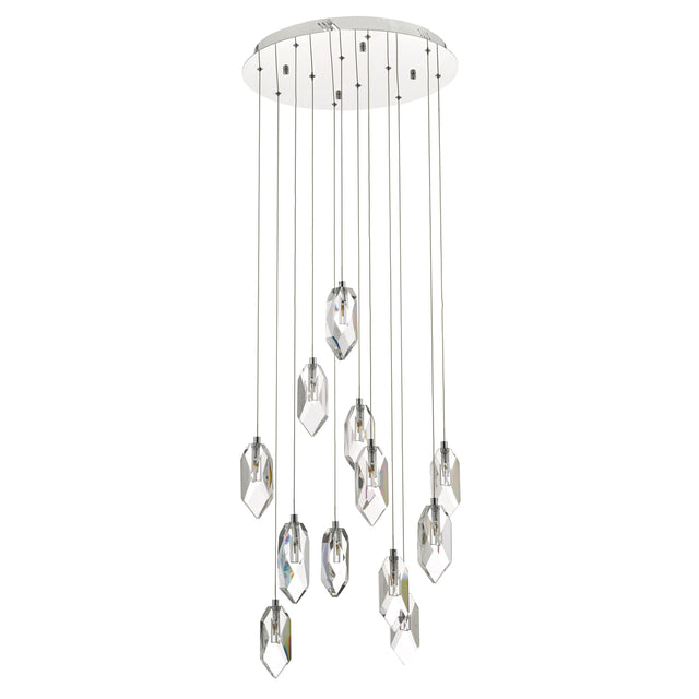 Crystal 12 Light Cluster Pendant Polished Chrome & Crystal