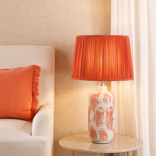 Cyanea Ceramic Table Lamp Pink and Satin Chrome Base Only