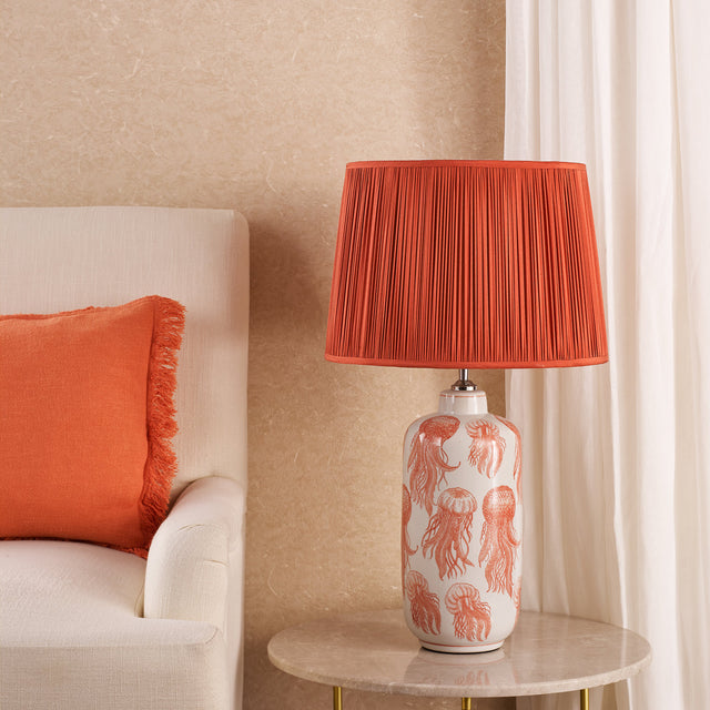 Cyanea Ceramic Table Lamp Pink and Satin Chrome Base Only