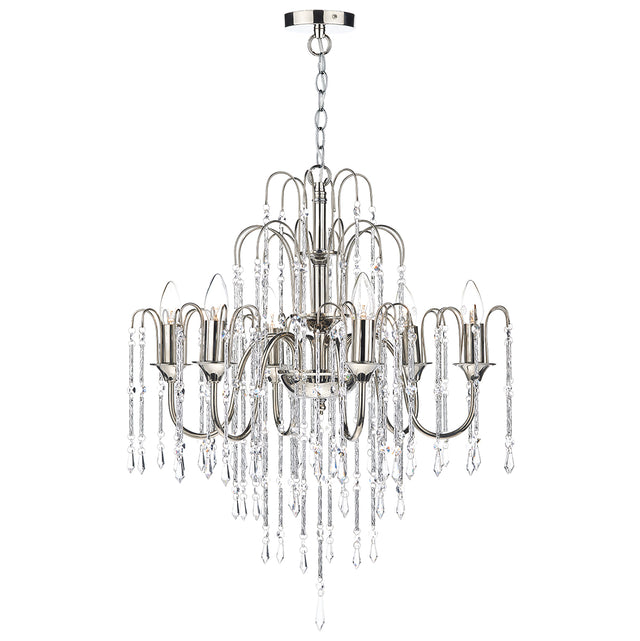 Daniella 6 Light Pendant Polished Nickel Crystal Dual Mount