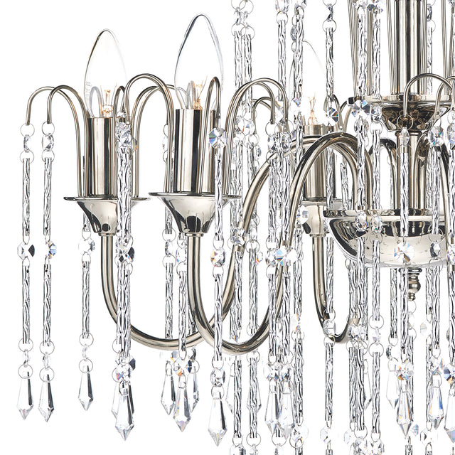 Daniella 6 Light Pendant Polished Nickel Crystal Dual Mount