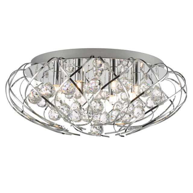 Davian 8 Light Flush Polished Chrome Crystal