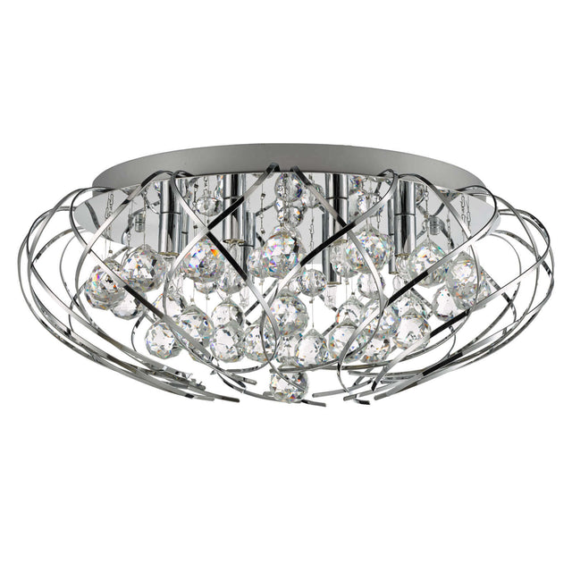 Davian 8 Light Flush Polished Chrome Crystal