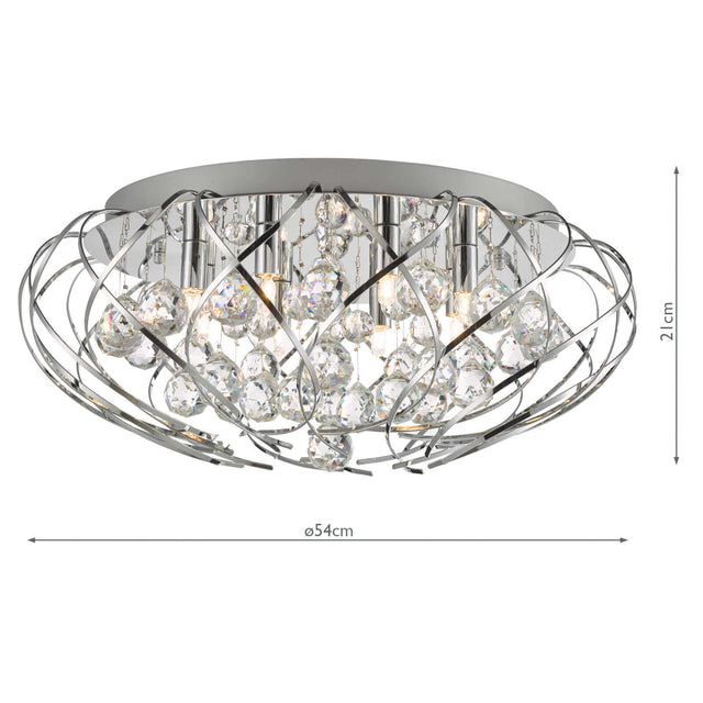 Davian 8 Light Flush Polished Chrome Crystal