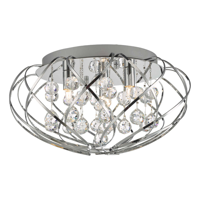 Davian 3 Light Flush Crystal & Polished Chrome