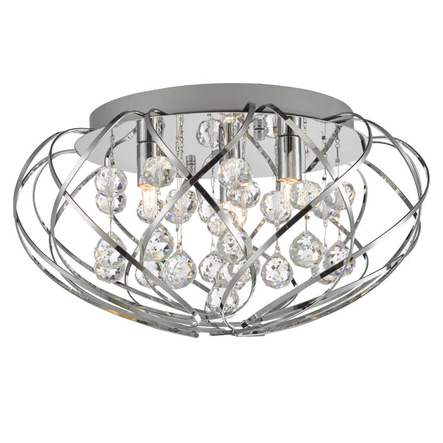 Davian 3 Light Flush Crystal & Polished Chrome