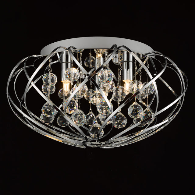 Davian 3 Light Flush Crystal & Polished Chrome