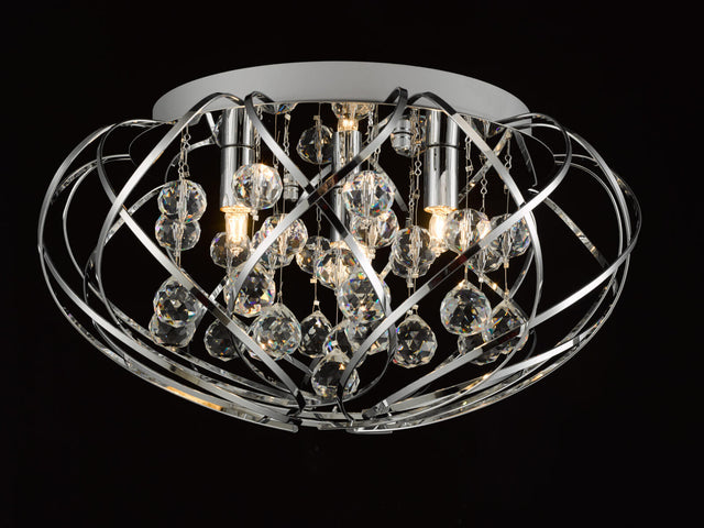 Davian 3 Light Flush Crystal & Polished Chrome