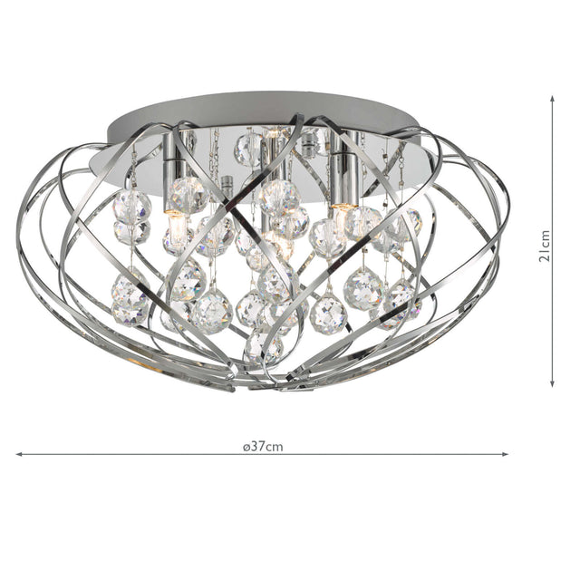 Davian 3 Light Flush Crystal & Polished Chrome