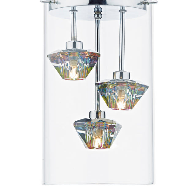 Decade 3 Light Pendant Polished Chrome Glass