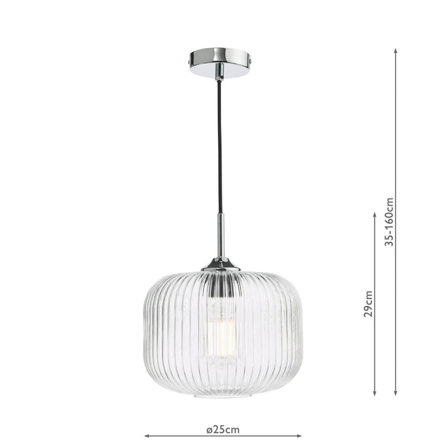 Demarius Pendant Polished Chrome and Clear Glass