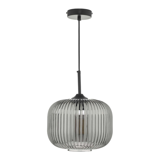 Demarius 1 Light Pendant Black and Smoked Glass