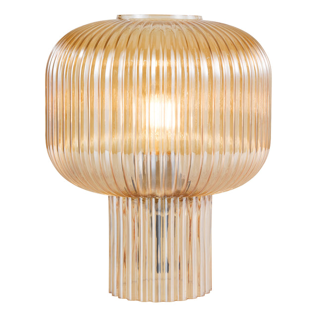 Demarius Table Lamp Amber Ribbed Glass