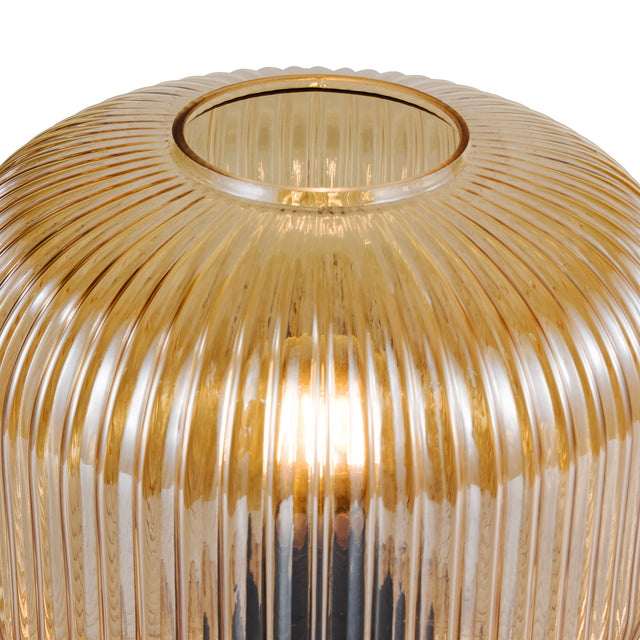 Demarius Table Lamp Amber Ribbed Glass