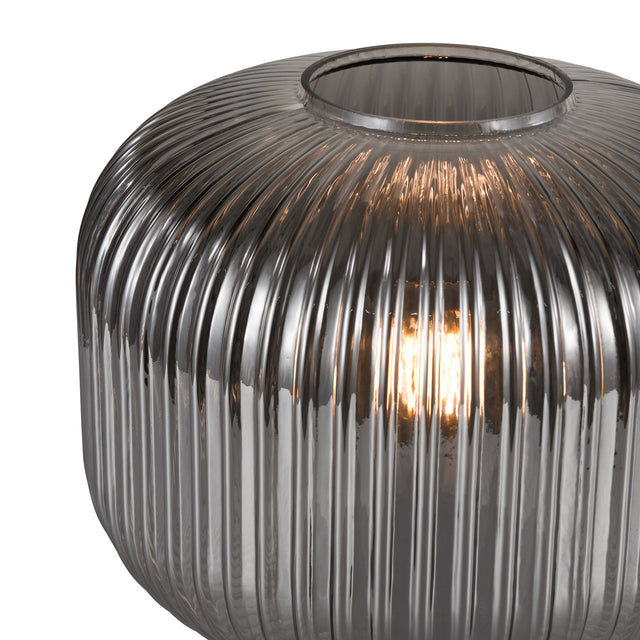 Demarius Table Lamp Smoked Ribbed Glass