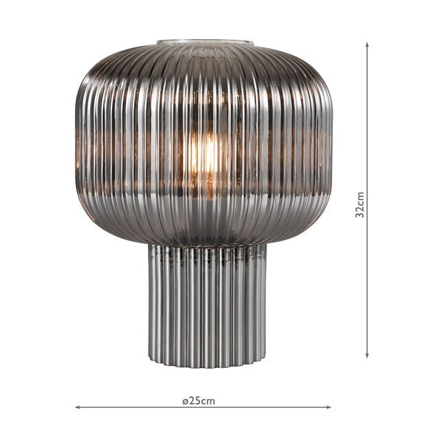 Demarius Table Lamp Smoked Ribbed Glass