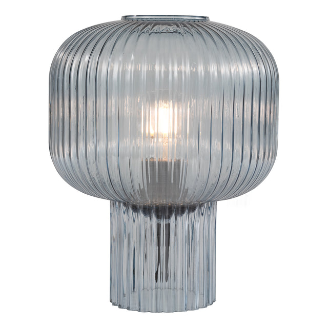 Demarius Table Lamp Blue Ribbed Glass