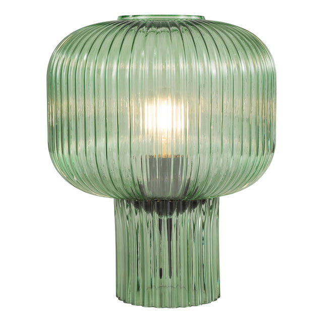 Demarius Table Lamp Green Ribbed Glass