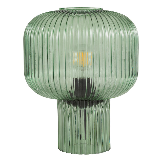 Demarius Table Lamp Green Ribbed Glass