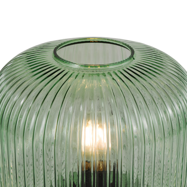 Demarius Table Lamp Green Ribbed Glass