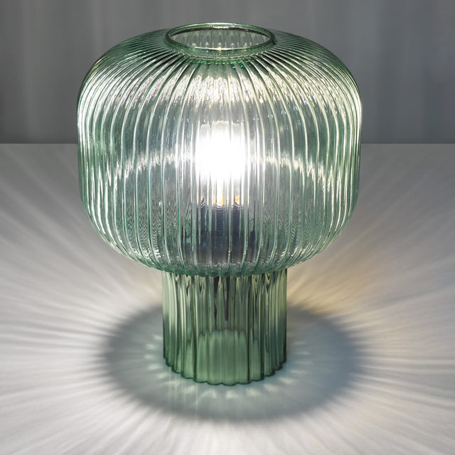 Demarius Table Lamp Green Ribbed Glass