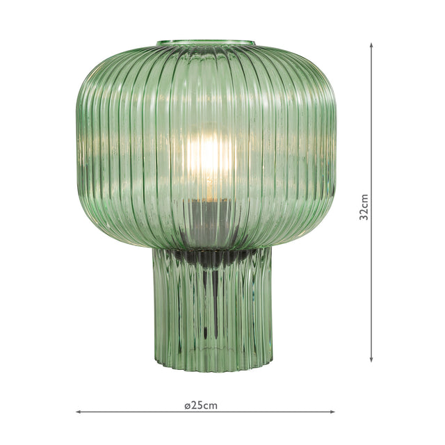 Demarius Table Lamp Green Ribbed Glass