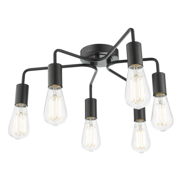 Dena 6 Light Semi-Flush Matt Black