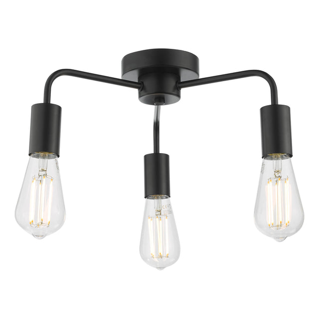 Dena 3 Light Semi-Flush Matt Black