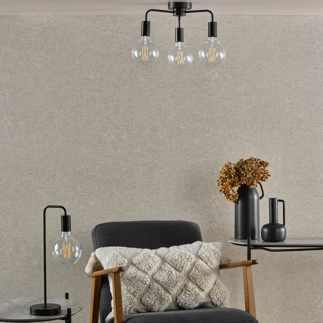 Dena 3 Light Semi-Flush Matt Black