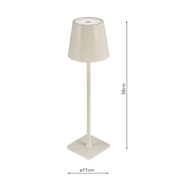 Derrick Rechargeable Outdoor Table Lamp Satin Taupe LED IP54