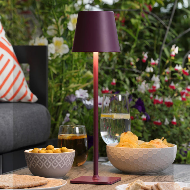 Derrick Rechargeable Outdoor Table Lamp Satin Purple LED IP54