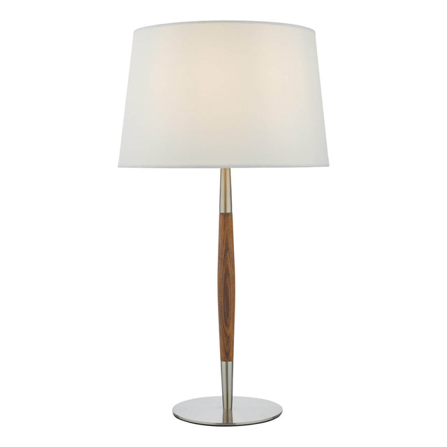 Detroit Table Lamp Satin Nickel and Walnut With Shade