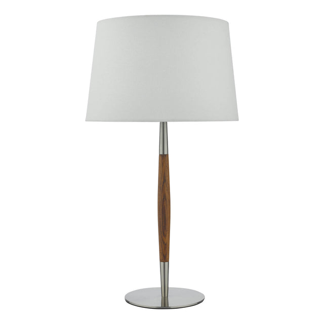 Detroit Table Lamp Satin Nickel and Walnut With Shade